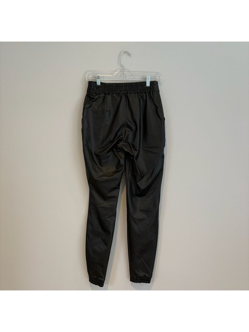 SPANX Black Faux Leather Joggers Size SP - Picture 2 of 7
